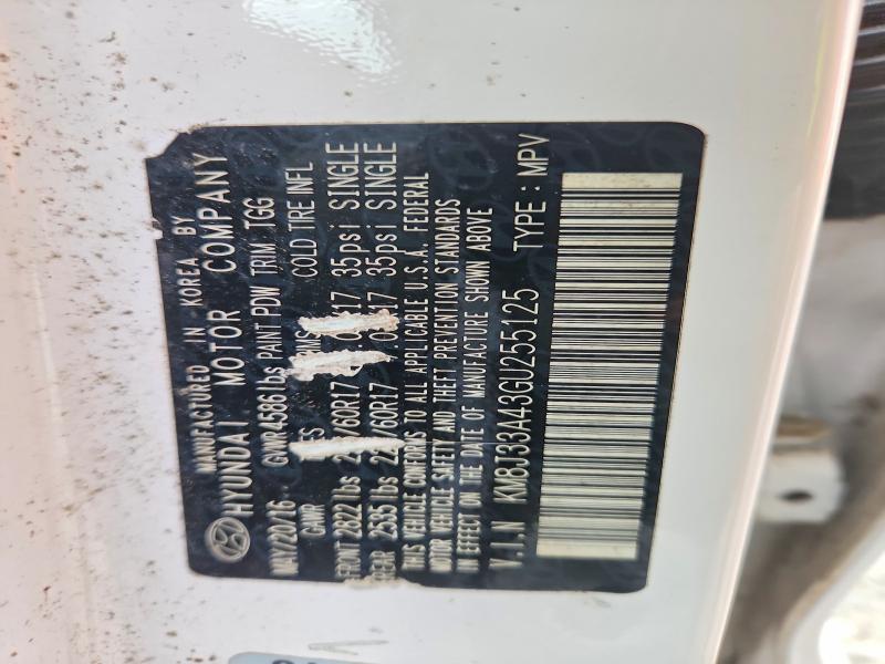 56586036 :رقم المزاد ، KM8J33A43GU255125 vin ، 2016 Hyundai Tucson مزاد بيع