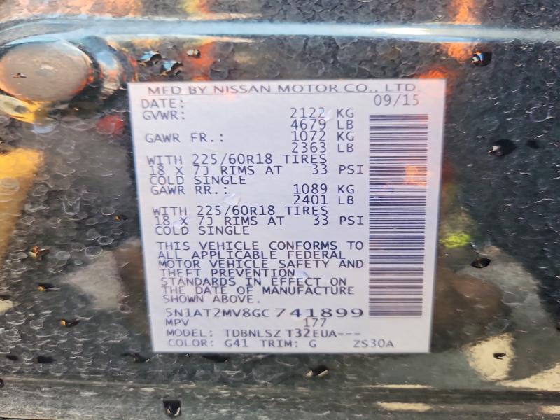 55888226 :رقم المزاد ، 5N1AT2MV8GC741899 vin ، 2016 Nissan Rogue مزاد بيع