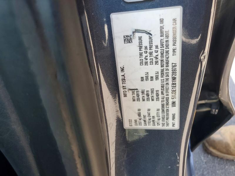 Продажа на аукционе авто 2022 Tesla Model 3, vin: 5YJ3E1EB1NF289767, номер лота: 57412296