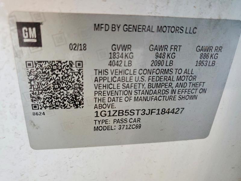 Продажа на аукционе авто 2018 Chevrolet Malibu, vin: 1G1ZB5ST3JF184427, номер лота: 59347696