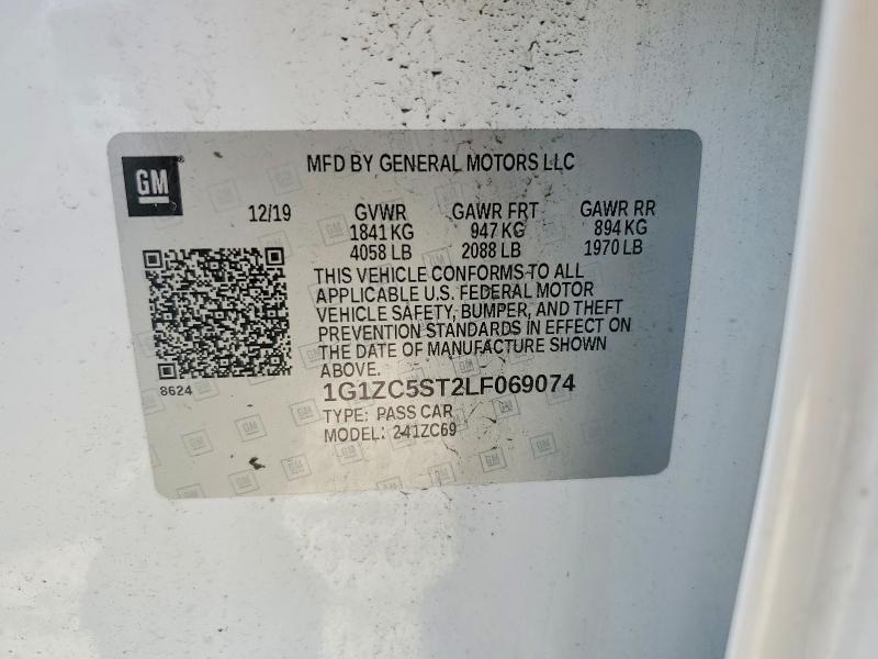Продажа на аукционе авто 2020 Chevrolet Malibu, vin: 1G1ZC5ST2LF069074, номер лота: 55515906