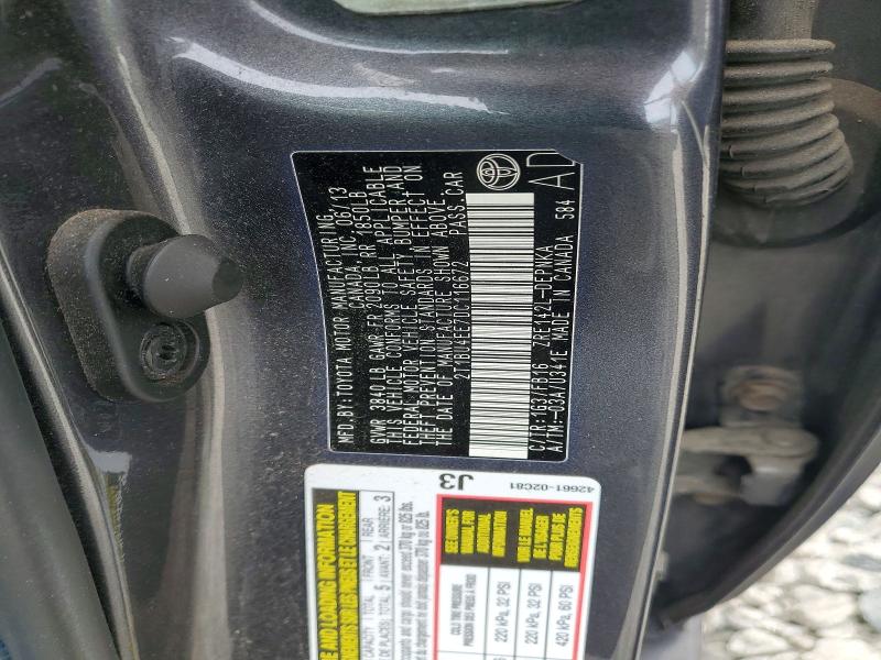 55412726 :رقم المزاد ، 2T1BU4EE7DC116672 vin ، 2013 Toyota Corolla مزاد بيع