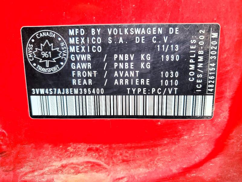 2014 Volkswagen Jetta მანქანა იყიდება აუქციონზე, vin: 3VW4S7AJ8EM395400, აუქციონის ნომერი: 51993236