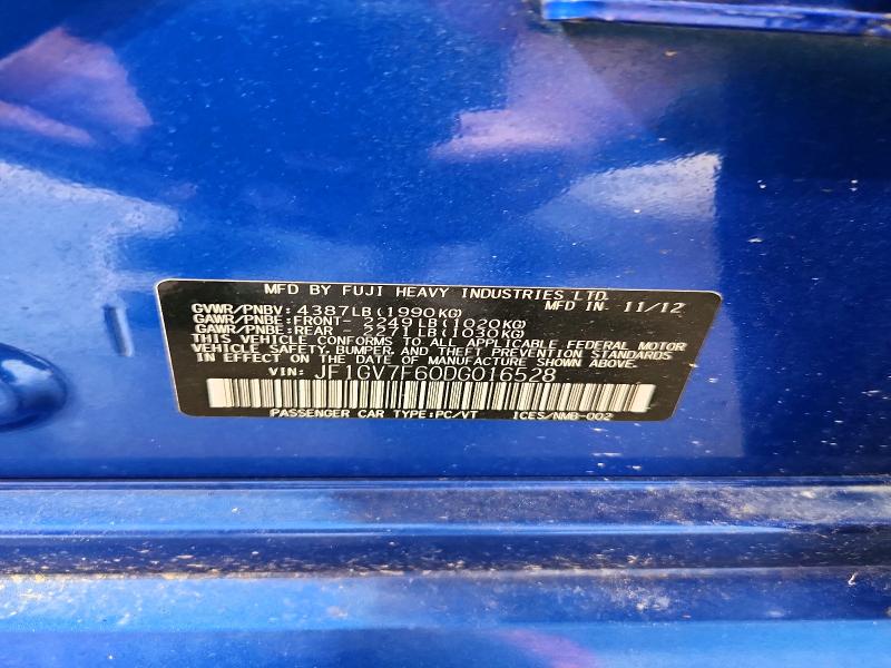 Aukcja sprzedaży 2013 Subaru Impreza, vin: JF1GV7F60DG016528, numer aukcji: 56931456