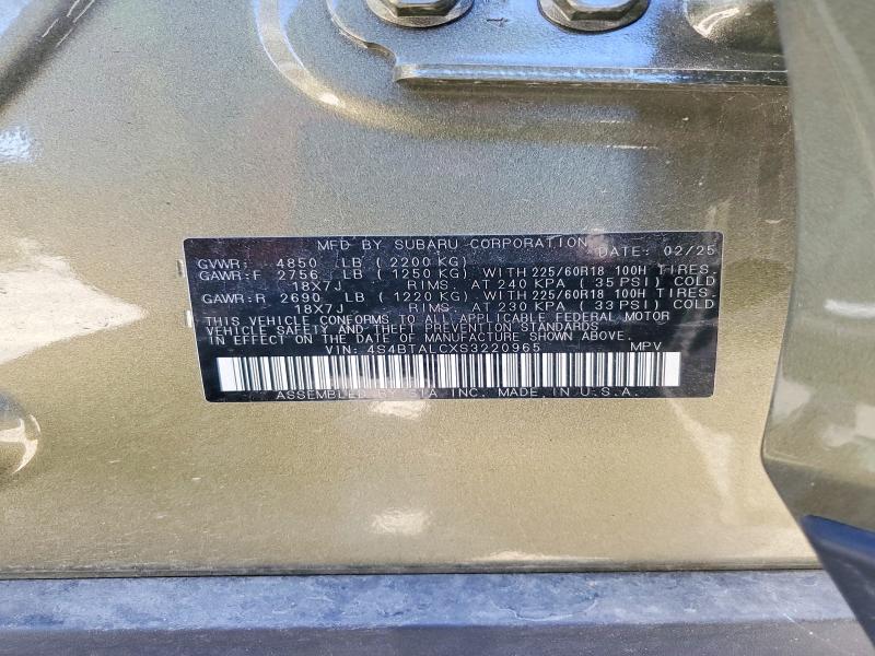 Продаж на аукціоні авто 2025 Subaru Outback, vin: 4S4BTALCXS3220965, номер лоту: 57895576