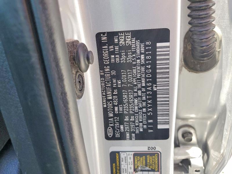 55791386 :رقم المزاد ، 5XYKT3A61DG418118 vin ، 2013 Kia Sorento مزاد بيع
