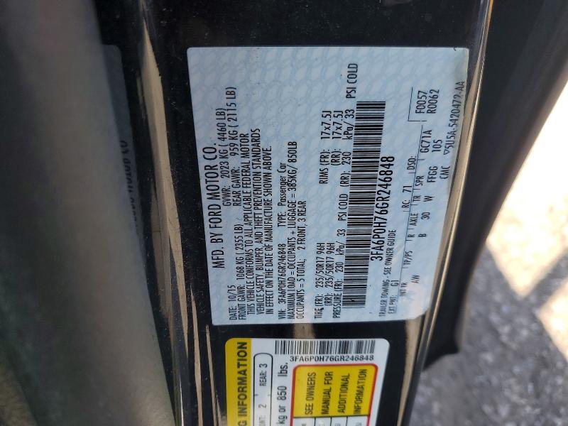 Продаж на аукціоні авто 2016 Ford Fusion, vin: 3FA6P0H76GR246848, номер лоту: 56646596