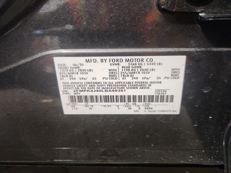 Продажа на аукционе авто 2020 Ford Edge, vin: 2FMPK4J90LBA90391, номер лота: 56592306