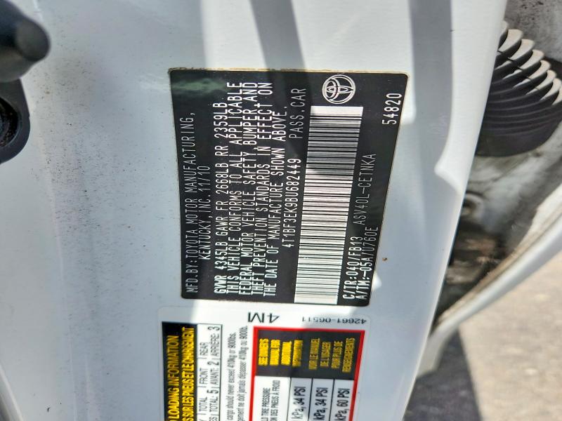 57418546 :رقم المزاد ، 4T1BF3EK9BU682449 vin ، 2011 Toyota Camry مزاد بيع