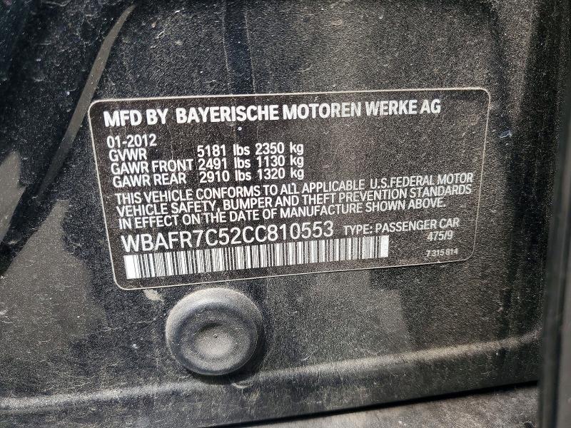 Aukcja sprzedaży 2012 Bmw 535, vin: WBAFR7C52CC810553, numer aukcji: 56664466