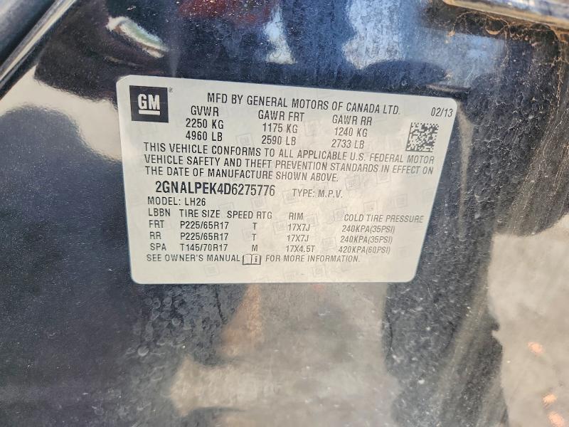 Aukcja sprzedaży 2013 Chevrolet Equinox, vin: 2GNALPEK4D6275776, numer aukcji: 59094026