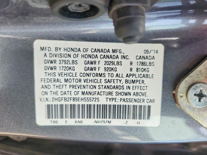 56721876 :رقم المزاد ، 2HGFB2F89EH555725 vin ، 2014 Honda Civic مزاد بيع