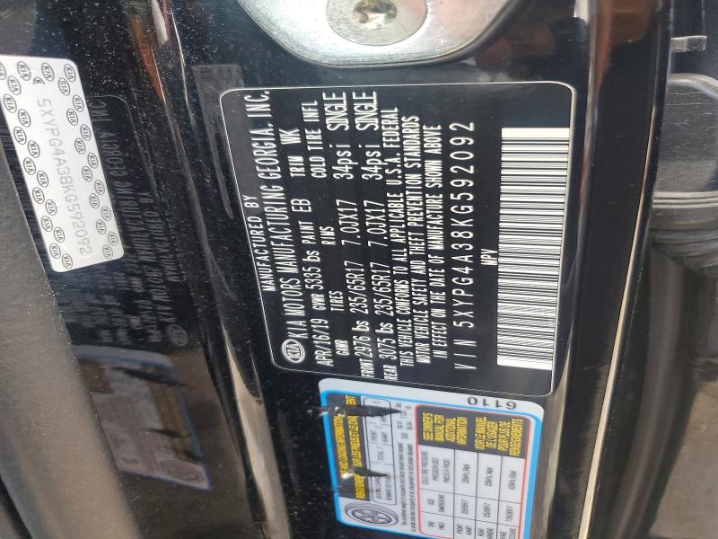 Продажа на аукционе авто 2019 Kia Sorento, vin: 5XYPG4A38KG592092, номер лота: 56853656