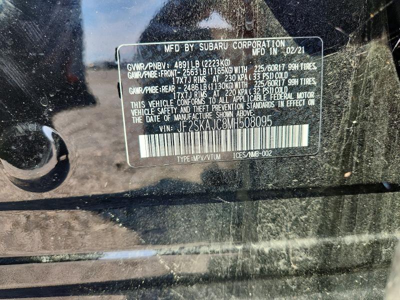 Продаж на аукціоні авто 2021 Subaru Forester, vin: JF2SKAJC8MH508095, номер лоту: 58844286