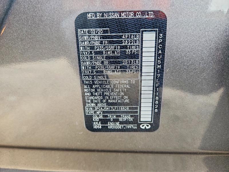 Aukcja sprzedaży 2020 Infiniti Qx50, vin: 3PCAJ5M17LF118828, numer aukcji: 57578926