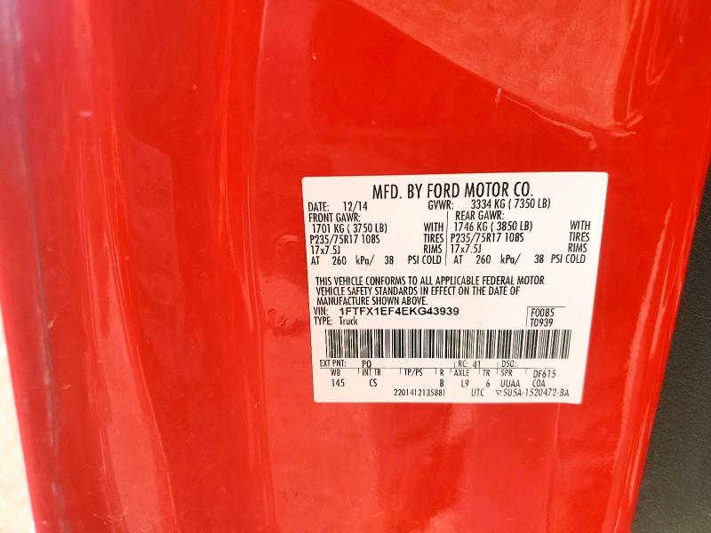 Auction sale of the 2014 Ford F150, vin: 1FTFX1EF4EKG43939, lot number: 59180306