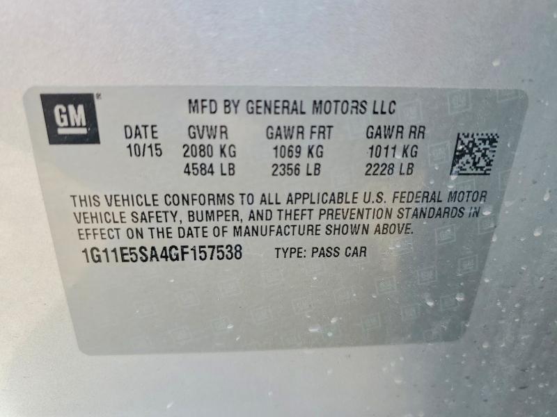 2016 Chevrolet Malibu Limited მანქანა იყიდება აუქციონზე, vin: 1G11E5SA4GF157538, აუქციონის ნომერი: 55586286