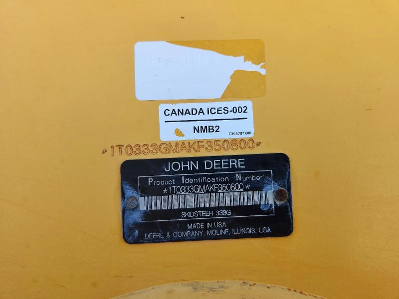 2019 John Deere 333g მანქანა იყიდება აუქციონზე, vin: 1T0333GMAKF350800, აუქციონის ნომერი: 54676896