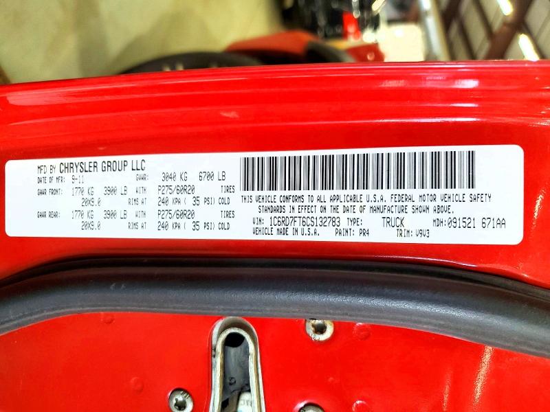 2012 Dodge Ram 1500 მანქანა იყიდება აუქციონზე, vin: 1C6RD7FT6CS132783, აუქციონის ნომერი: 59257446