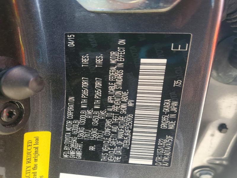 56829646 :رقم المزاد ، JTEBU5JR4F5250906 vin ، 2015 Toyota 4runner مزاد بيع