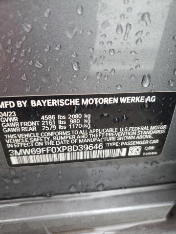 2023 Bmw 330i მანქანა იყიდება აუქციონზე, vin: 3MW69FF0XP8D39646, აუქციონის ნომერი: 58886966