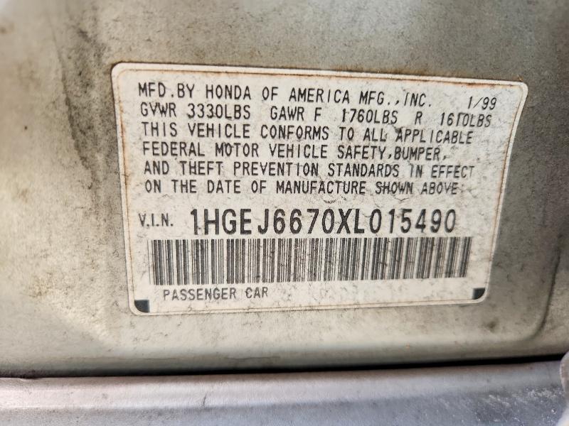 Продажа на аукционе авто 1999 Honda Civic, vin: 1HGEJ6670XL015490, номер лота: 56629906