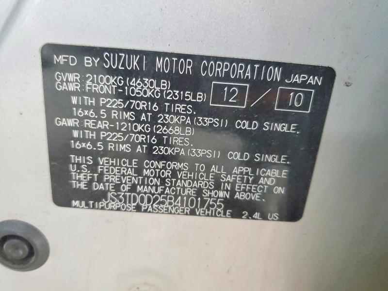 Продажа на аукционе авто 2011 Suzuki Grand Vitara, vin: JS3TD0D25B4101755, номер лота: 58964296