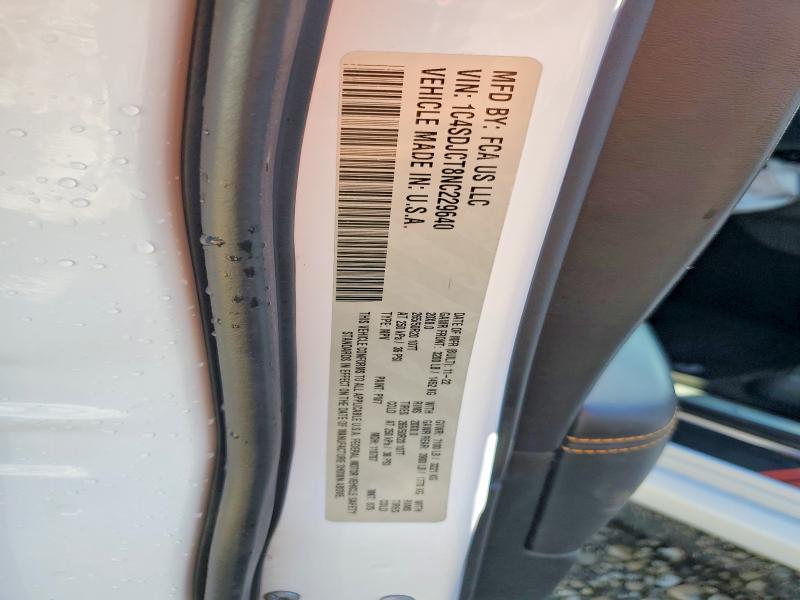 2022 Dodge Durango მანქანა იყიდება აუქციონზე, vin: 1C4SDJCT8NC229640, აუქციონის ნომერი: 56960966