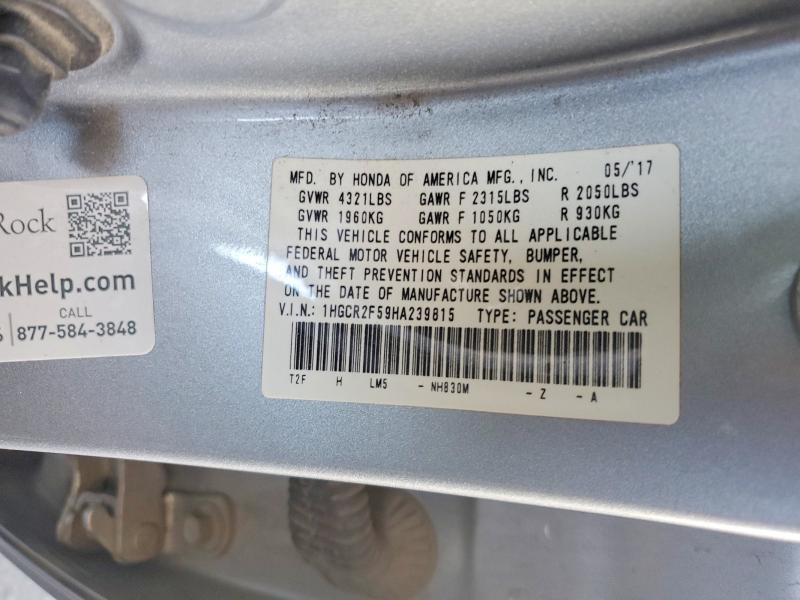 Продаж на аукціоні авто 2017 Honda Accord, vin: 1HGCR2F59HA239815, номер лоту: 56490126
