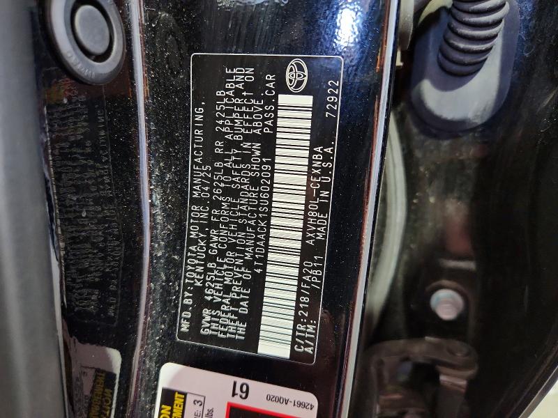 Aukcja sprzedaży 2025 Toyota Camry, vin: 4T1DAACK1SU602091, numer aukcji: 54084286