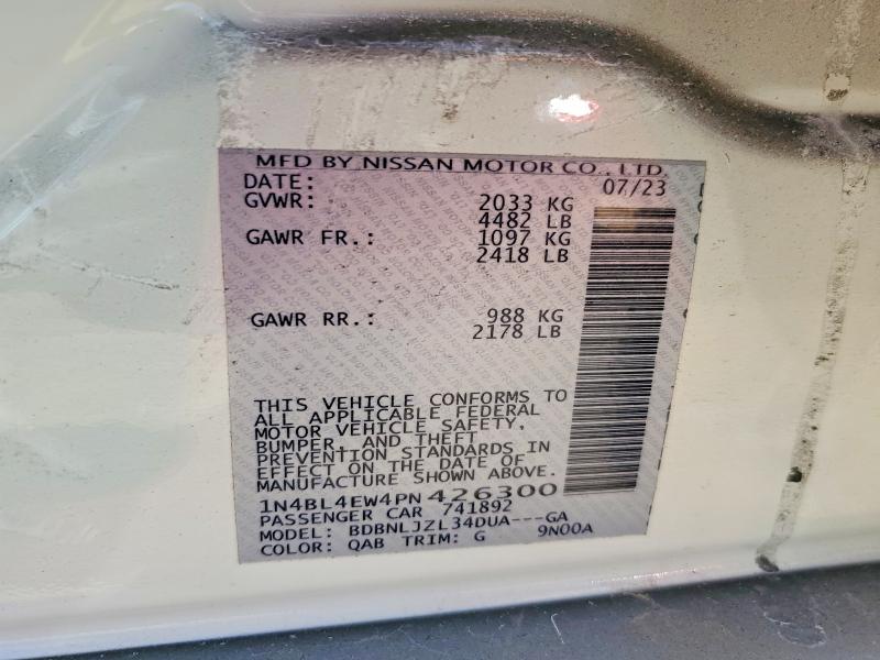 Продажа на аукционе авто 2023 Nissan Altima, vin: 1N4BL4EW4PN426300, номер лота: 56362286