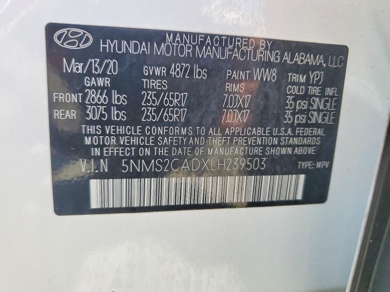 Продаж на аукціоні авто 2020 Hyundai Santa Fe, vin: 5NMS2CADXLH239503, номер лоту: 51923336