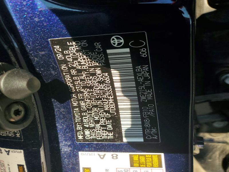 Aukcja sprzedaży 2025 Toyota Corolla Hybrid, vin: JTDBDMHE3S3016604, numer aukcji: 56703206