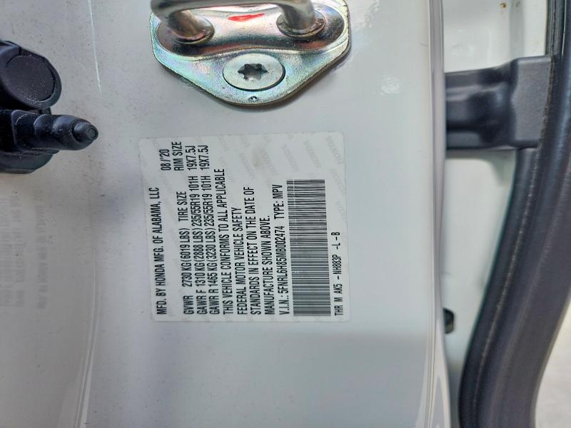 Продаж на аукціоні авто 2021 Honda Odyssey, vin: 5FNRL6H85MB002474, номер лоту: 56595496