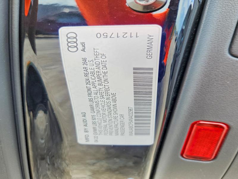 2022 Audi A5 მანქანა იყიდება აუქციონზე, vin: WAUABCF54NA032967, აუქციონის ნომერი: 58781366