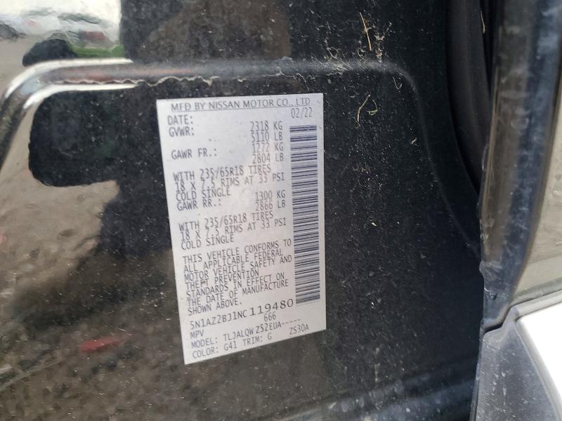 Продаж на аукціоні авто 2022 Nissan Murano, vin: 5N1AZ2BJ1NC119480, номер лоту: 57025036