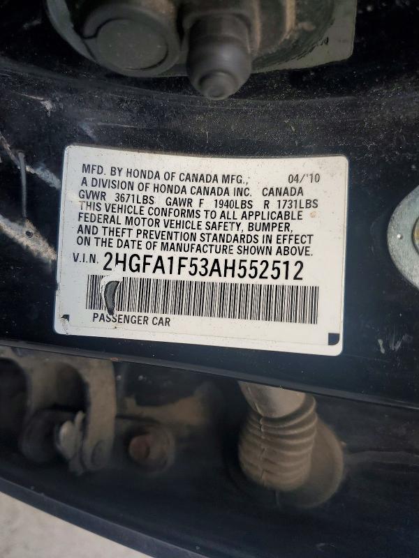 58800866 :رقم المزاد ، 2HGFA1F53AH552512 vin ، 2010 Honda Civic مزاد بيع