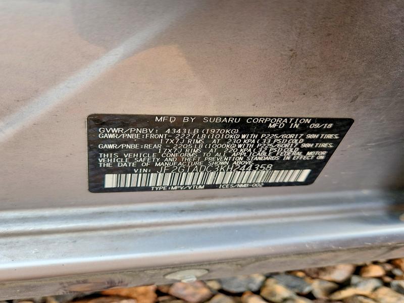 Aukcja sprzedaży 2019 Subaru Crosstrek, vin: JF2GTADC3KH244358, numer aukcji: 56768626