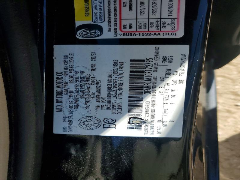 58551226 :رقم المزاد ، 3FAHP0JA1CR172795 vin ، 2012 Ford Fusion مزاد بيع