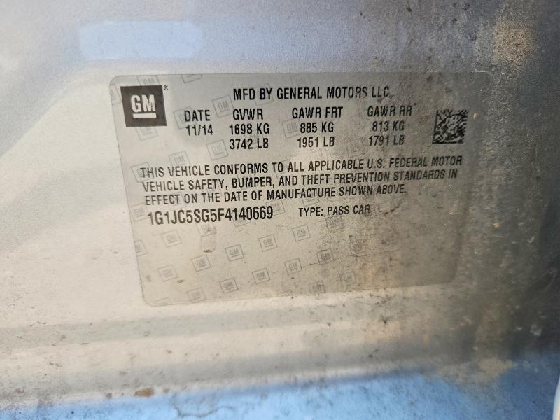 Продаж на аукціоні авто 2015 Chevrolet Sonic, vin: 1G1JC5SG5F4140669, номер лоту: 55527856