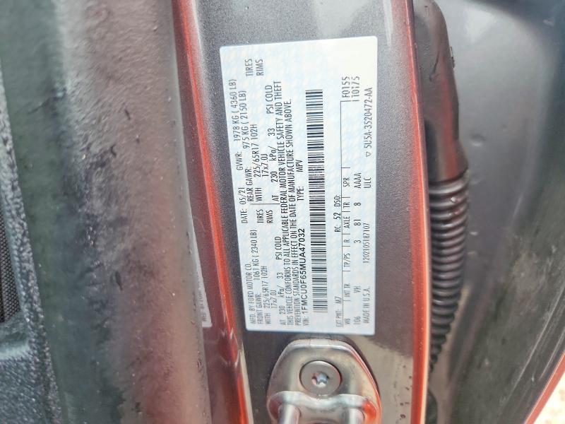 Продаж на аукціоні авто 2021 Ford Escape, vin: 1FMCU0F65MUA47032, номер лоту: 56045316