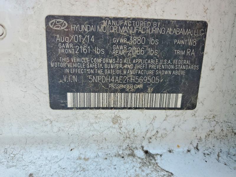 2015 Hyundai Elantra მანქანა იყიდება აუქციონზე, vin: 5NPDH4AE2FH569505, აუქციონის ნომერი: 41632566