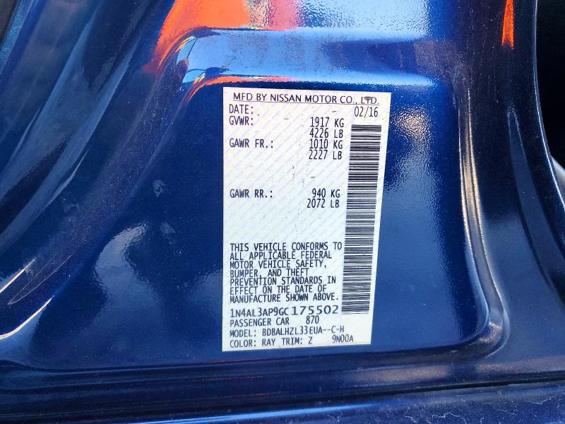 Aukcja sprzedaży 2016 Nissan Altima, vin: 1N4AL3AP9GC175502, numer aukcji: 58385586