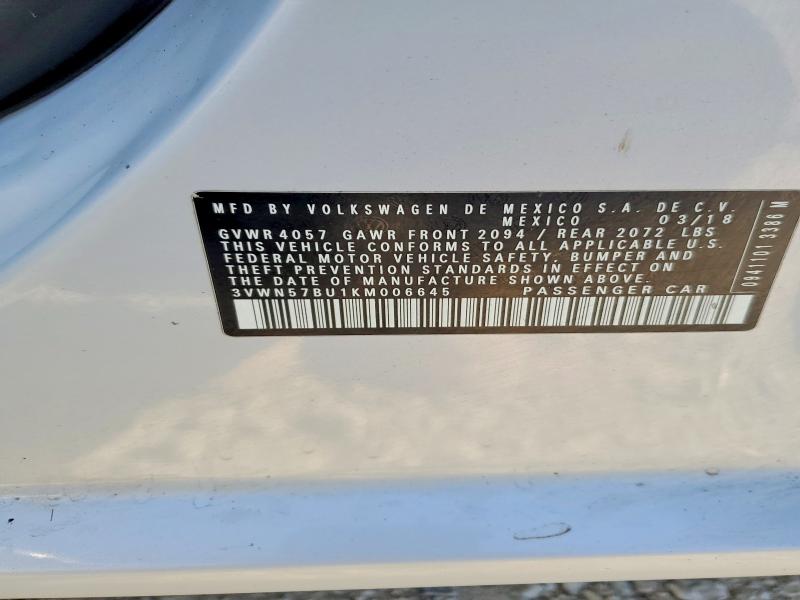 Aukcja sprzedaży 2019 Volkswagen Jetta, vin: 3VWN57BU1KM006645, numer aukcji: 54099386