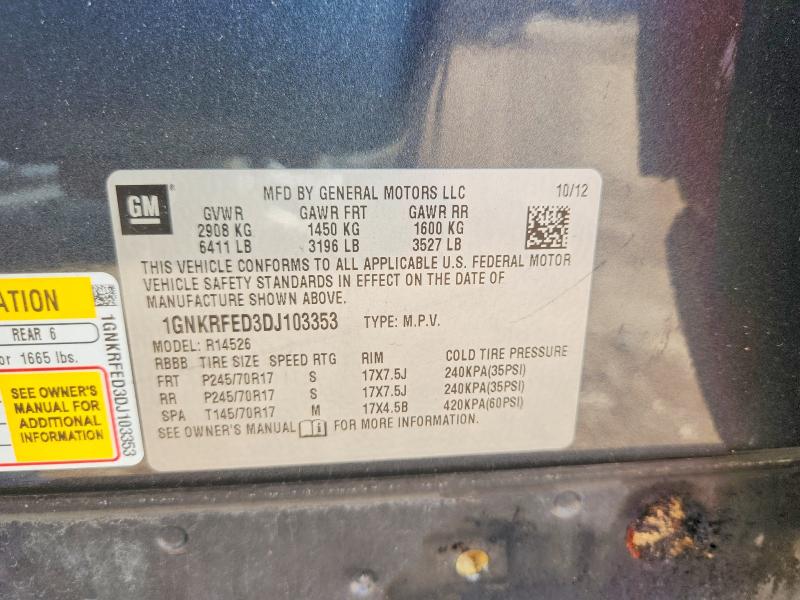 Aukcja sprzedaży 2013 Chevrolet Traverse, vin: 1GNKRFED3DJ103353, numer aukcji: 56459666