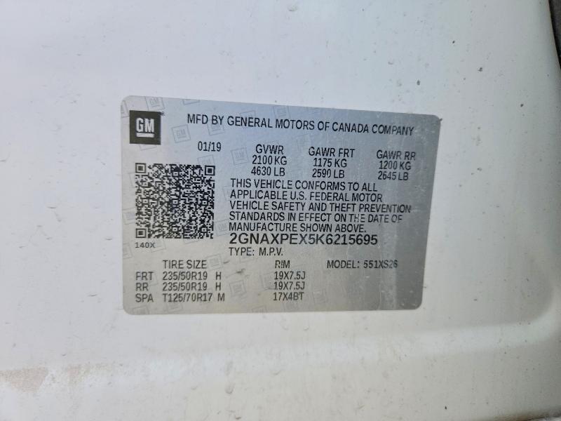 Aukcja sprzedaży 2019 Chevrolet Equinox, vin: 2GNAXPEX5K6215695, numer aukcji: 56418036
