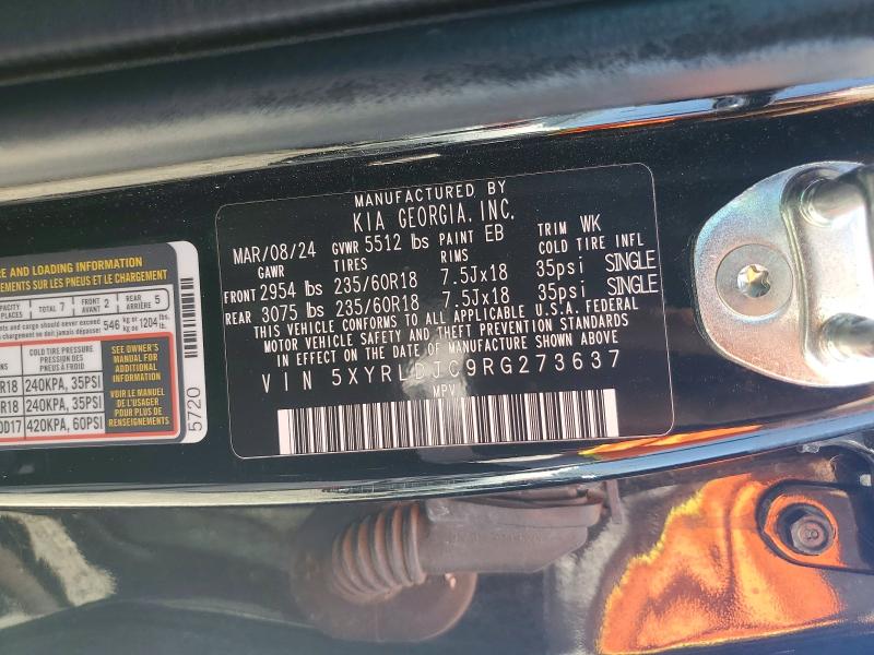 58271286 :رقم المزاد ، 5XYRLDJC9RG273637 vin ، 2024 Kia Sorento مزاد بيع