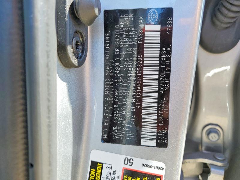 2023 Toyota Camry მანქანა იყიდება აუქციონზე, vin: 4T1H31AK5PU053209, აუქციონის ნომერი: 57941146