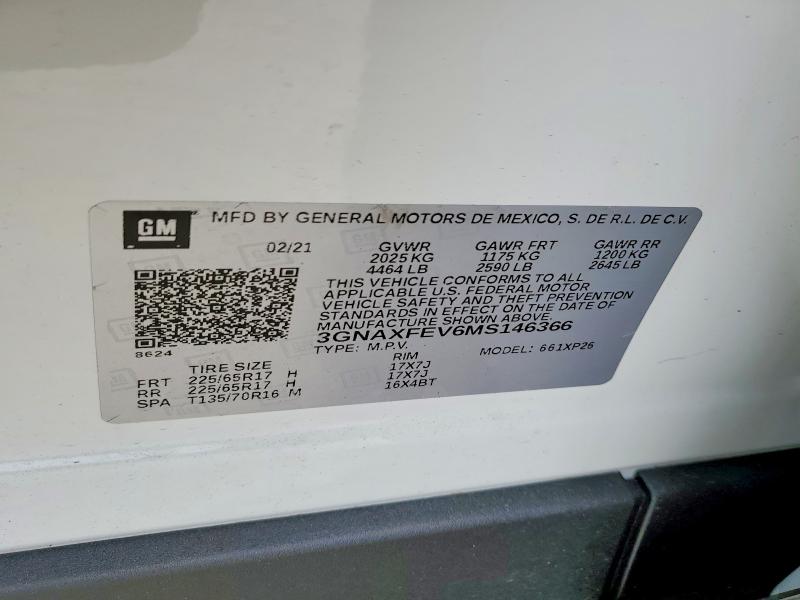 57723436 :رقم المزاد ، 3GNAXFEV6MS146366 vin ، 2021 Chevrolet Equinox مزاد بيع