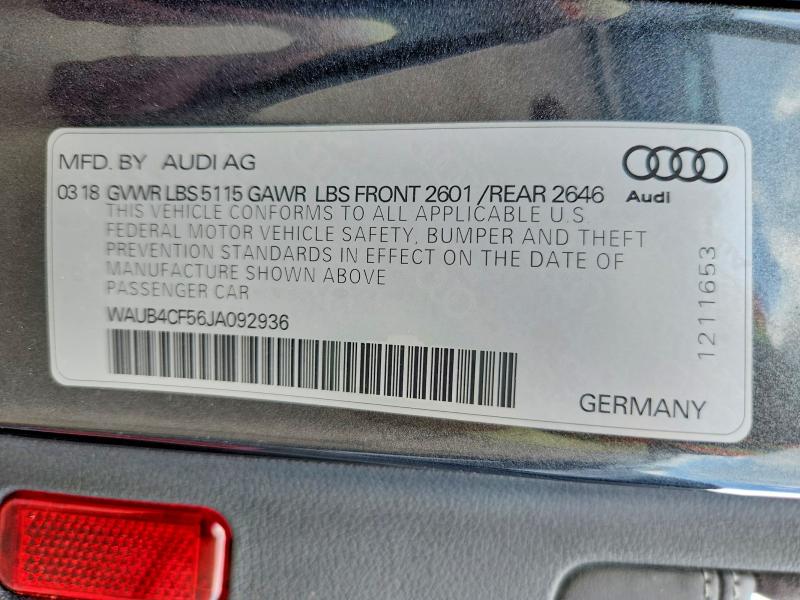 Продаж на аукціоні авто 2018 Audi S5, vin: WAUB4CF56JA092936, номер лоту: 55754556